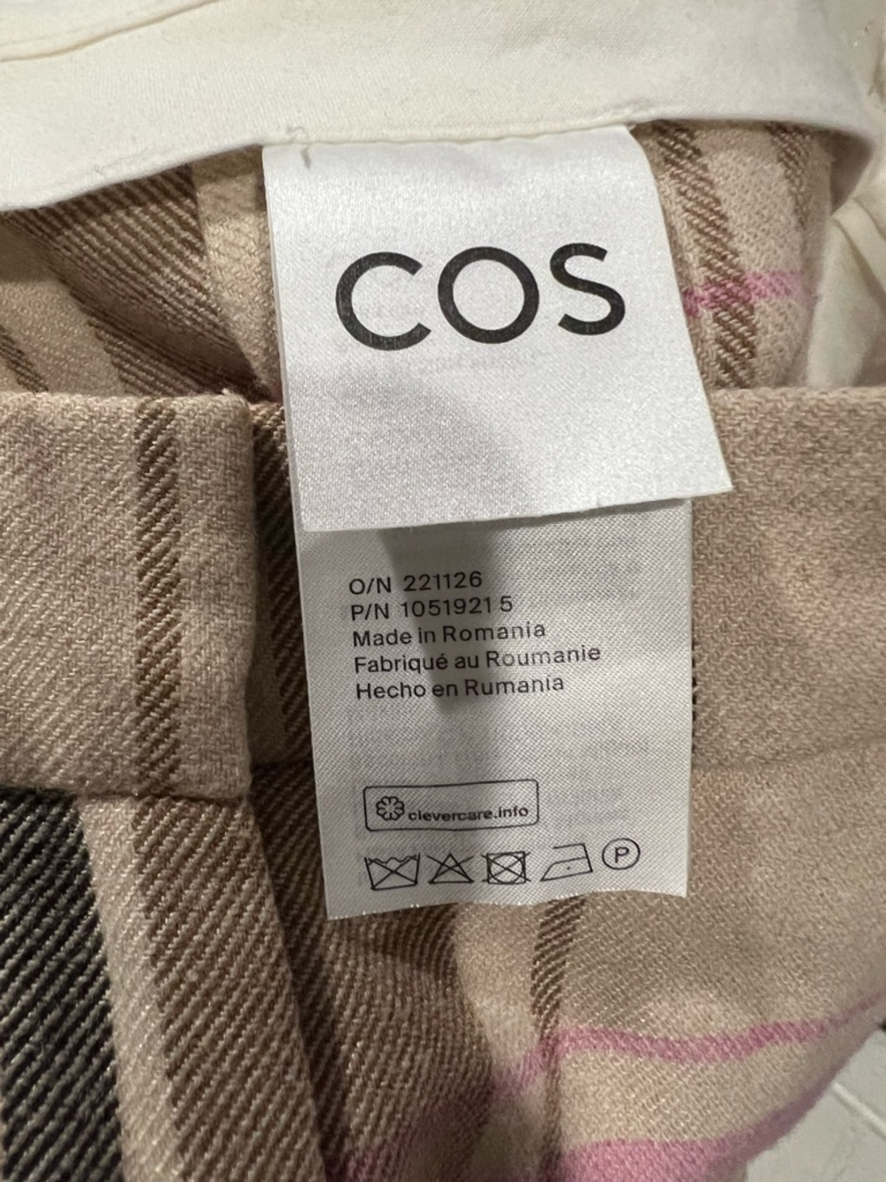 COS Pleated Wide-Leg Checked Trousers Size 8 - Picture 8 of 10